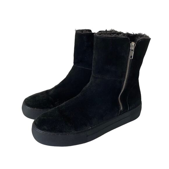 J Slides Suede Boots‎ Size 8.5 Faux Fur Lining Platform Indie Grunge Winter - Picture 3 of 11